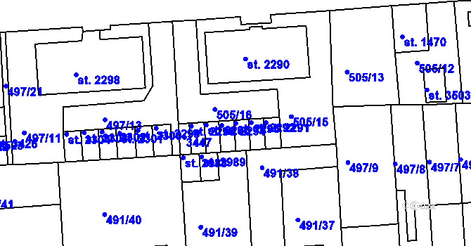 Parcela st. 2293 v KÚ Svitavy-předměstí, Katastrální mapa