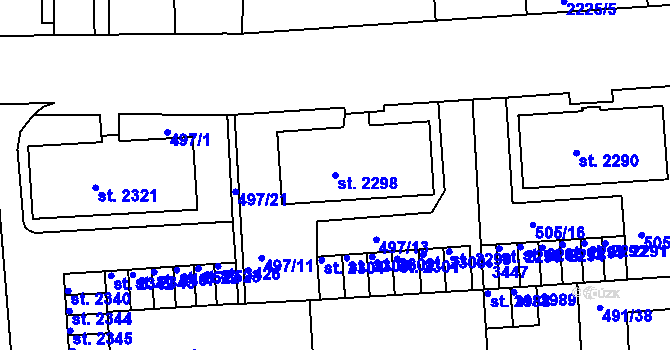 Parcela st. 2298 v KÚ Svitavy-předměstí, Katastrální mapa