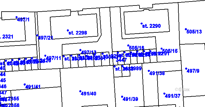 Parcela st. 2299 v KÚ Svitavy-předměstí, Katastrální mapa