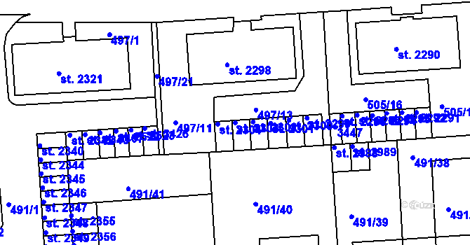 Parcela st. 2303 v KÚ Svitavy-předměstí, Katastrální mapa