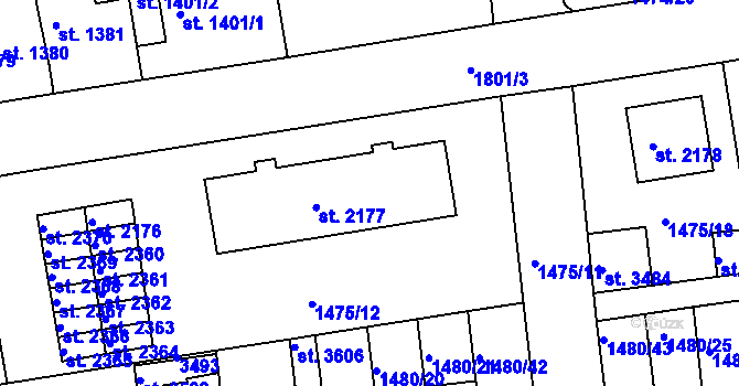 Parcela st. 2305 v KÚ Svitavy-předměstí, Katastrální mapa