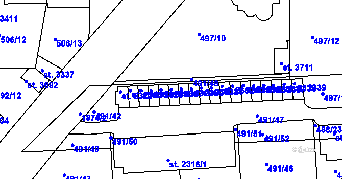 Parcela st. 2327 v KÚ Svitavy-předměstí, Katastrální mapa
