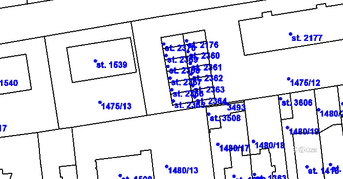 Parcela st. 2366 v KÚ Svitavy-předměstí, Katastrální mapa