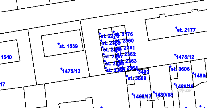 Parcela st. 2367 v KÚ Svitavy-předměstí, Katastrální mapa