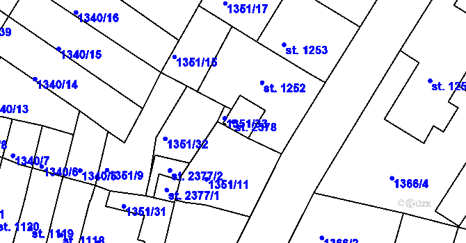 Parcela st. 2378 v KÚ Svitavy-předměstí, Katastrální mapa