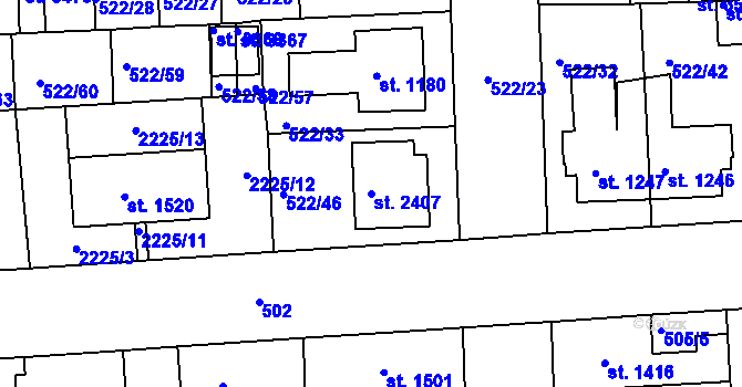 Parcela st. 2407 v KÚ Svitavy-předměstí, Katastrální mapa