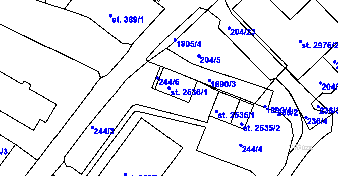 Parcela st. 2536/1 v KÚ Svitavy-předměstí, Katastrální mapa