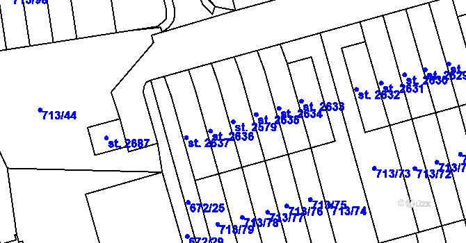 Parcela st. 2579 v KÚ Svitavy-předměstí, Katastrální mapa