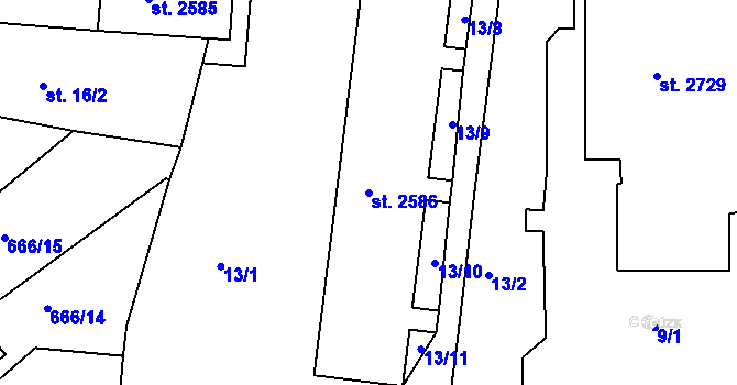 Parcela st. 2586 v KÚ Svitavy-předměstí, Katastrální mapa