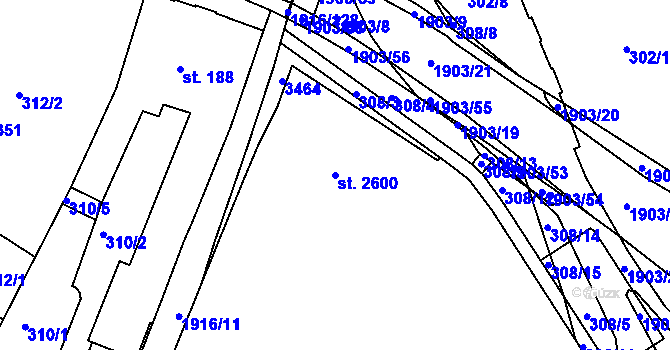 Parcela st. 2600 v KÚ Svitavy-předměstí, Katastrální mapa