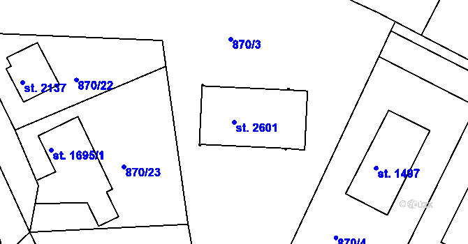 Parcela st. 2601 v KÚ Svitavy-předměstí, Katastrální mapa