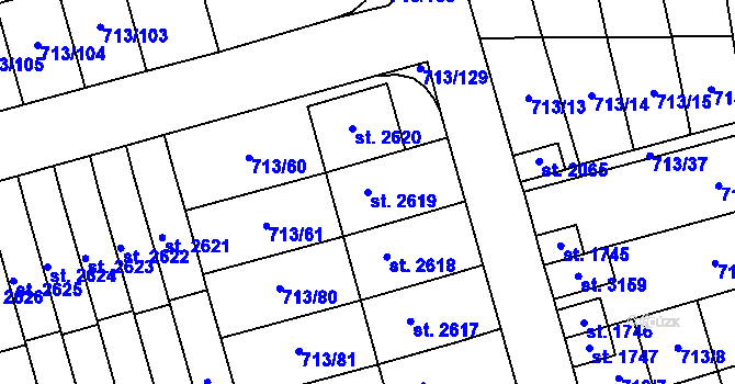 Parcela st. 2619 v KÚ Svitavy-předměstí, Katastrální mapa