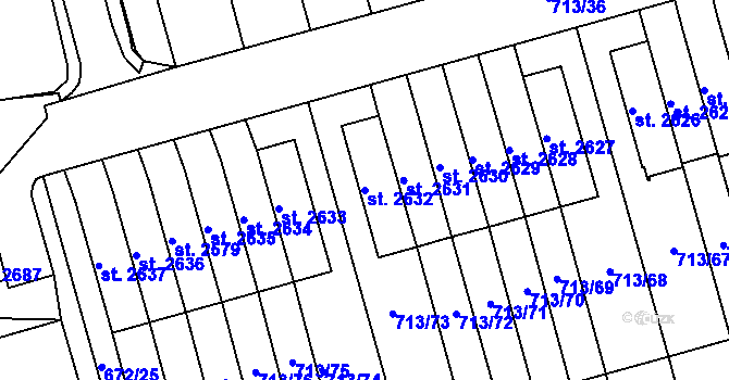Parcela st. 2632 v KÚ Svitavy-předměstí, Katastrální mapa