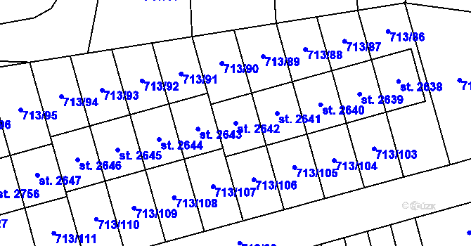 Parcela st. 2642 v KÚ Svitavy-předměstí, Katastrální mapa