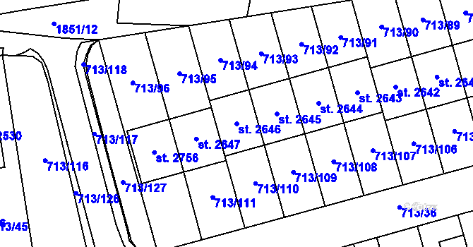 Parcela st. 2646 v KÚ Svitavy-předměstí, Katastrální mapa