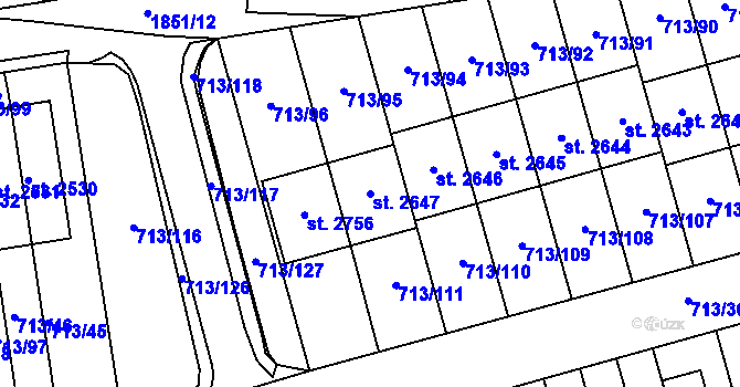 Parcela st. 2647 v KÚ Svitavy-předměstí, Katastrální mapa