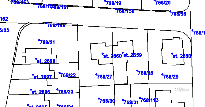 Parcela st. 2660 v KÚ Svitavy-předměstí, Katastrální mapa