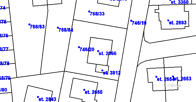 Parcela st. 2666 v KÚ Svitavy-předměstí, Katastrální mapa
