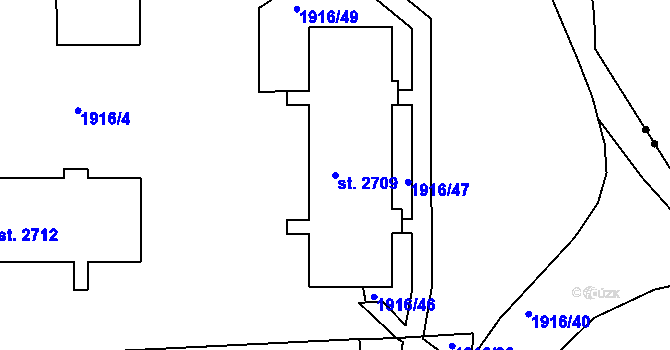 Parcela st. 2709 v KÚ Svitavy-předměstí, Katastrální mapa