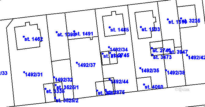 Parcela st. 2744 v KÚ Svitavy-předměstí, Katastrální mapa
