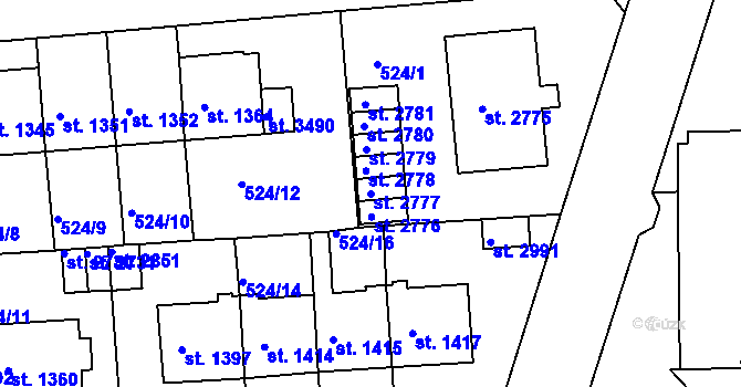 Parcela st. 2777 v KÚ Svitavy-předměstí, Katastrální mapa