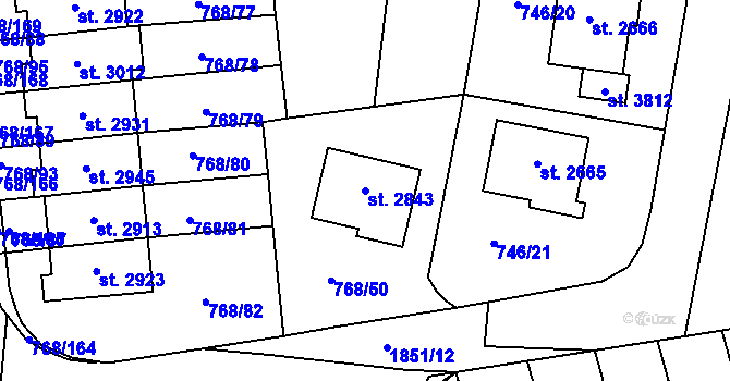 Parcela st. 2843 v KÚ Svitavy-předměstí, Katastrální mapa