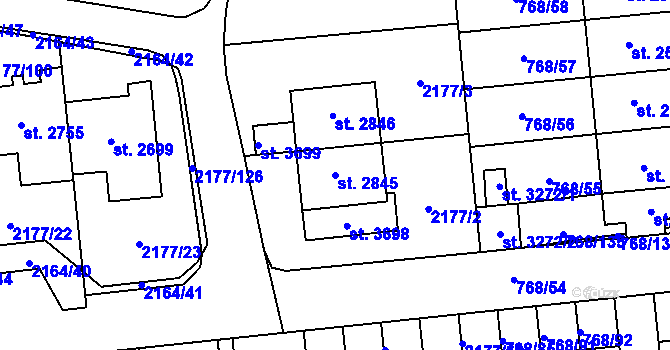 Parcela st. 2845 v KÚ Svitavy-předměstí, Katastrální mapa