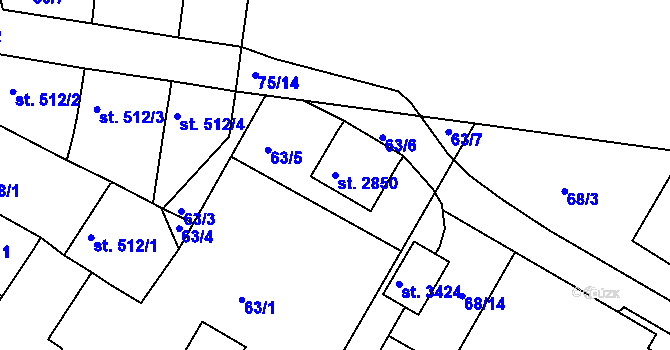 Parcela st. 2850 v KÚ Svitavy-předměstí, Katastrální mapa