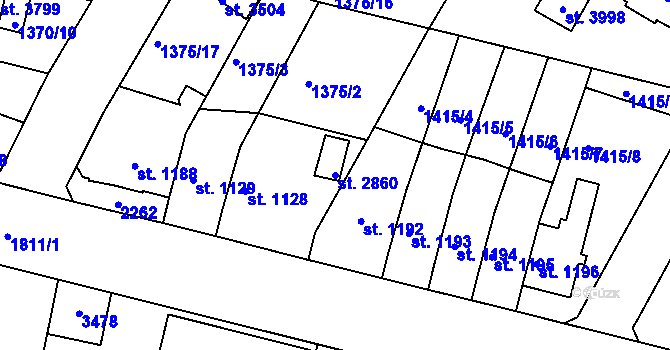 Parcela st. 2860 v KÚ Svitavy-předměstí, Katastrální mapa