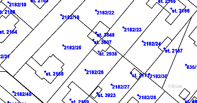 Parcela st. 2938 v KÚ Svitavy-předměstí, Katastrální mapa