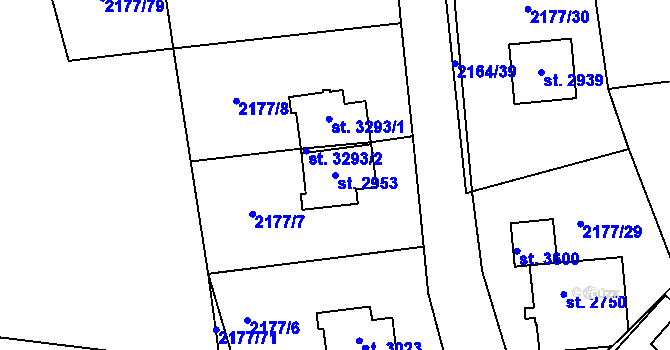 Parcela st. 2953 v KÚ Svitavy-předměstí, Katastrální mapa