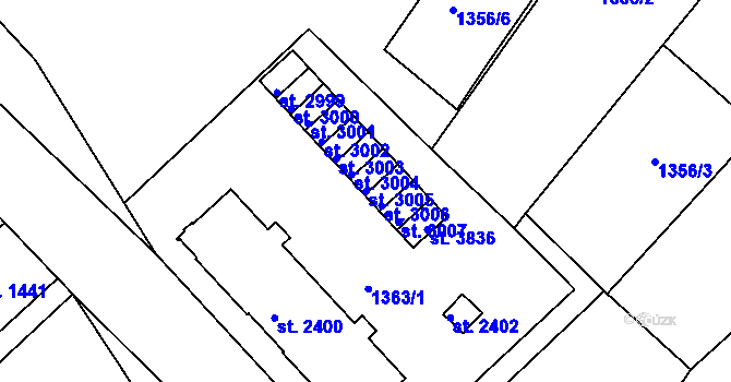 Parcela st. 3005 v KÚ Svitavy-předměstí, Katastrální mapa