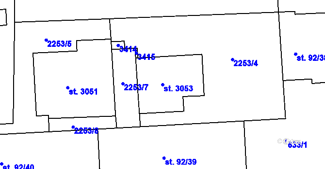 Parcela st. 3053 v KÚ Svitavy-předměstí, Katastrální mapa