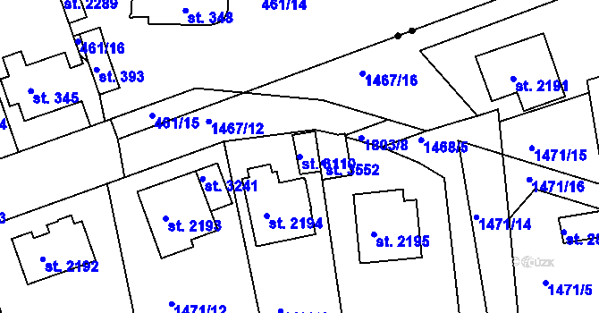 Parcela st. 3110 v KÚ Svitavy-předměstí, Katastrální mapa