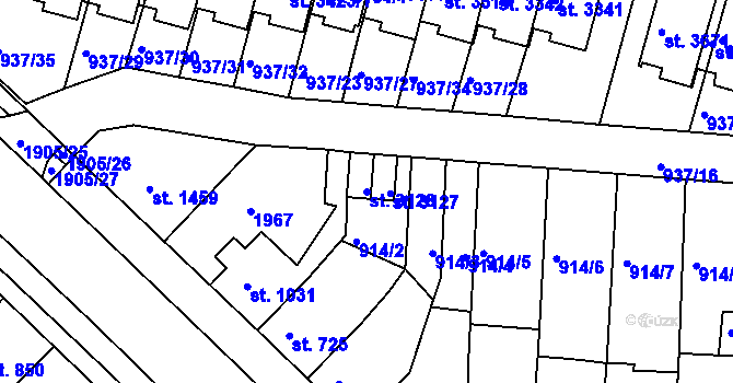 Parcela st. 3128 v KÚ Svitavy-předměstí, Katastrální mapa