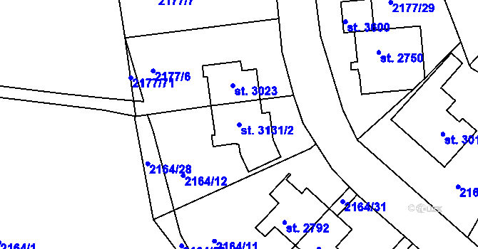 Parcela st. 3131/2 v KÚ Svitavy-předměstí, Katastrální mapa