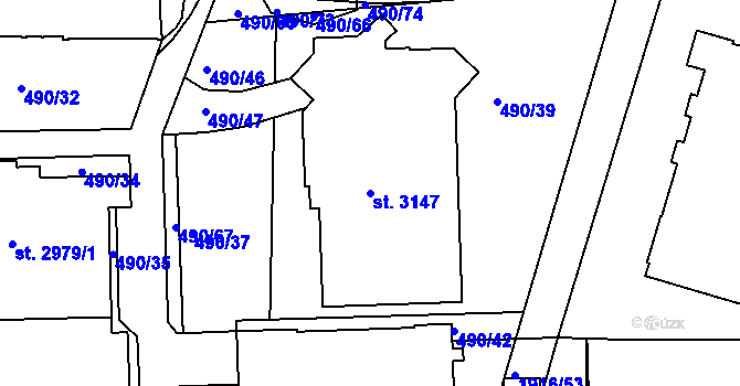 Parcela st. 3147 v KÚ Svitavy-předměstí, Katastrální mapa