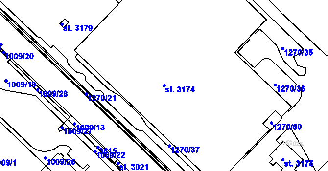 Parcela st. 3174 v KÚ Svitavy-předměstí, Katastrální mapa