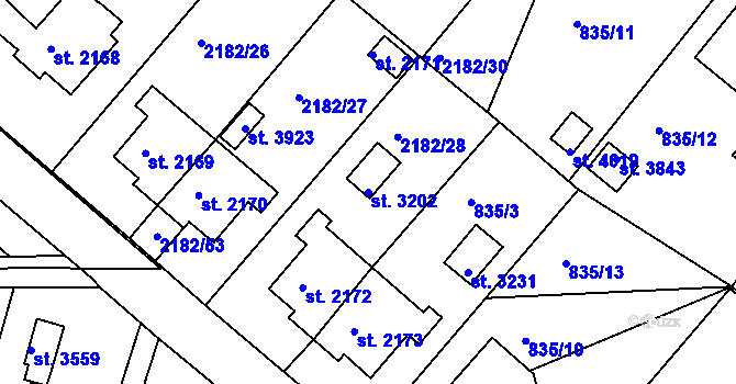 Parcela st. 3202 v KÚ Svitavy-předměstí, Katastrální mapa