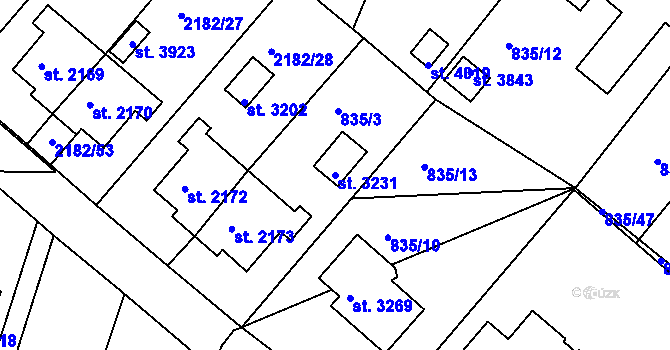 Parcela st. 3231 v KÚ Svitavy-předměstí, Katastrální mapa