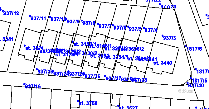 Parcela st. 3254/1 v KÚ Svitavy-předměstí, Katastrální mapa