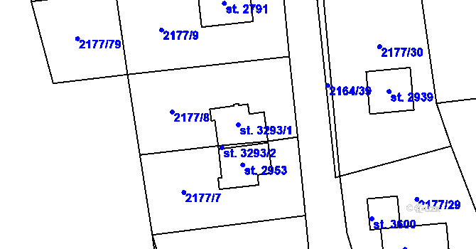 Parcela st. 3293/1 v KÚ Svitavy-předměstí, Katastrální mapa