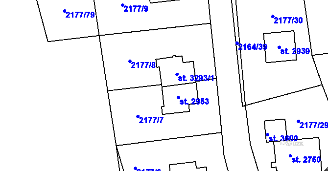 Parcela st. 3293/2 v KÚ Svitavy-předměstí, Katastrální mapa