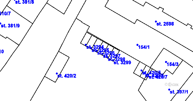 Parcela st. 3296 v KÚ Svitavy-předměstí, Katastrální mapa