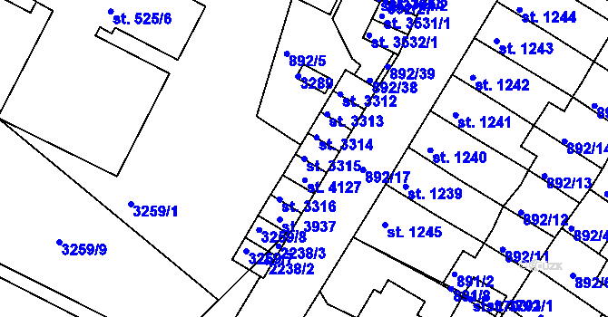 Parcela st. 3315 v KÚ Svitavy-předměstí, Katastrální mapa
