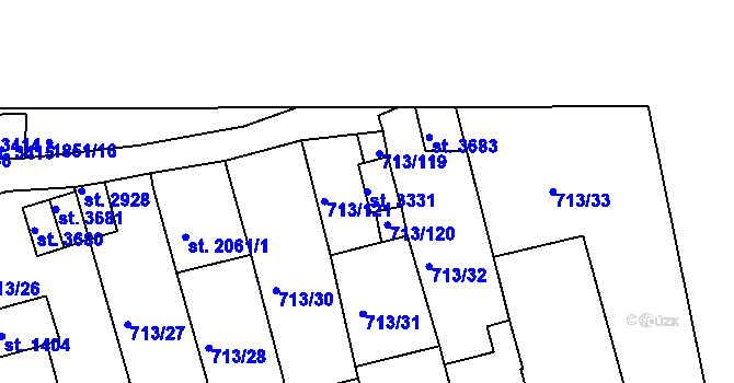 Parcela st. 3331 v KÚ Svitavy-předměstí, Katastrální mapa