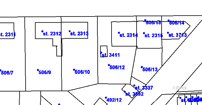 Parcela st. 3411 v KÚ Svitavy-předměstí, Katastrální mapa
