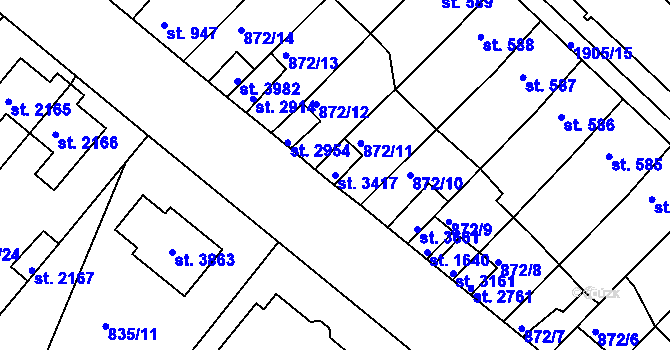 Parcela st. 3417 v KÚ Svitavy-předměstí, Katastrální mapa
