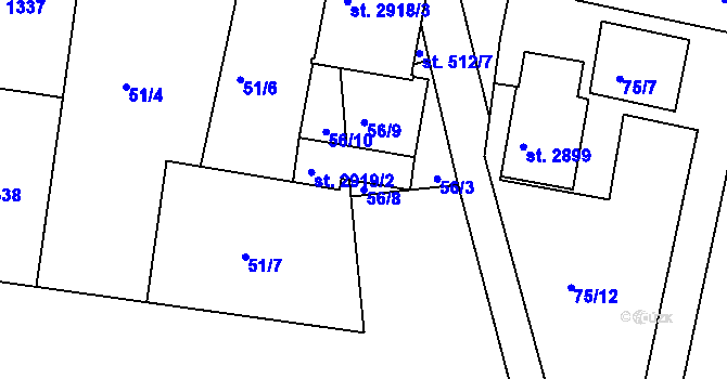 Parcela st. 56/8 v KÚ Svitavy-předměstí, Katastrální mapa