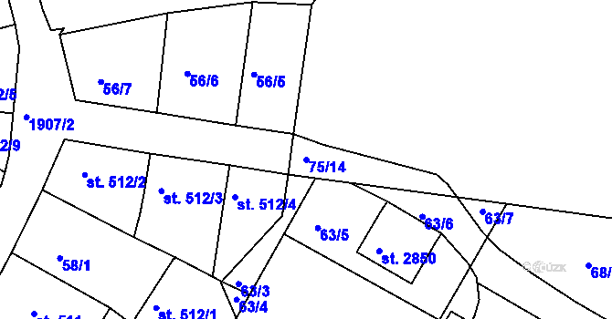 Parcela st. 75/14 v KÚ Svitavy-předměstí, Katastrální mapa